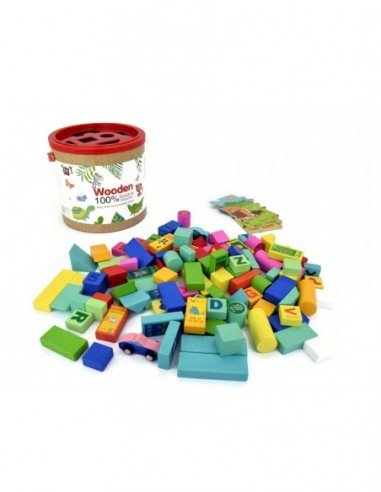 Medinės kaladėlės 50 det. kibirėlyje...