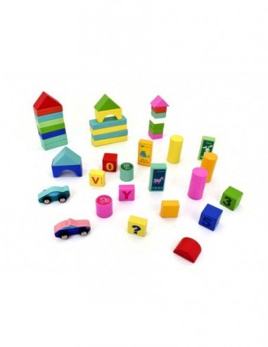 Medinės kaladėlės 50 det. kibirėlyje...