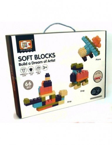 Konstruktorius minkštas 66det., 3m.+