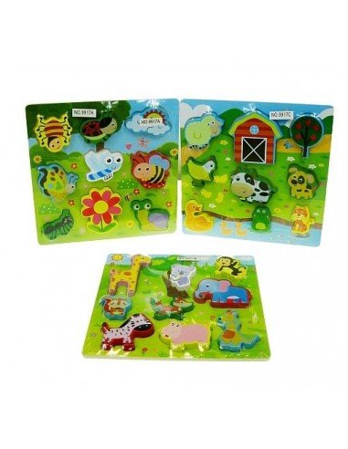 Dėlionė medinė 9 det, 20x20cm, 12 mėn.+