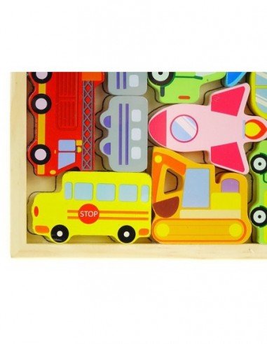 Dėlionė-galvosukis medinė Mašinos, 12...