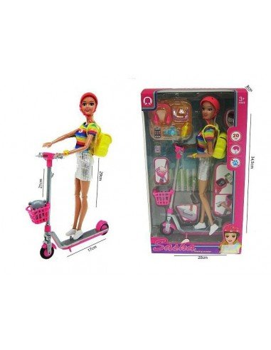 Lėlė 29 cm su paspirtuku