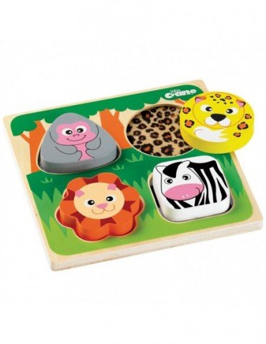 Medinė sensorinė dėlionė Safaris 4det....