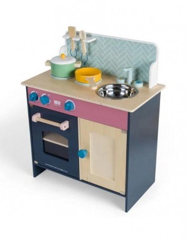 Medinė virtuvė su indais, 60x55x30cm,...