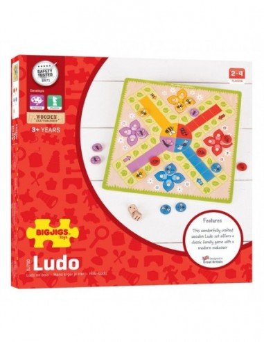 Žaidimas medinis LUDO, 3m.+, 29x29x4cm