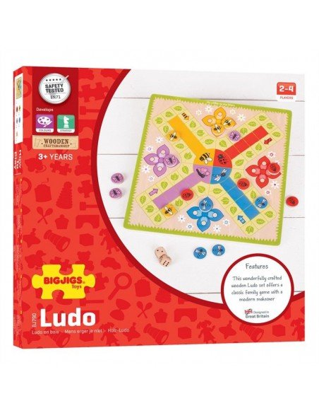 Žaidimas medinis LUDO, 3m.+, 29x29x4cm
