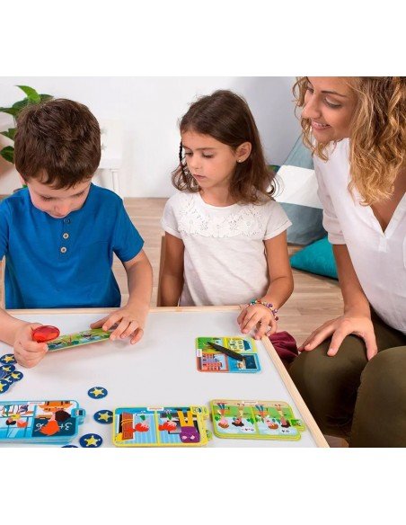 Edukacinis rinkinys EMOTIONS DETECTIVE, 24 kortelės, 18 žvaigždučių, 1 rulėtė, 1 padidinantis stiklas, 3-6m.