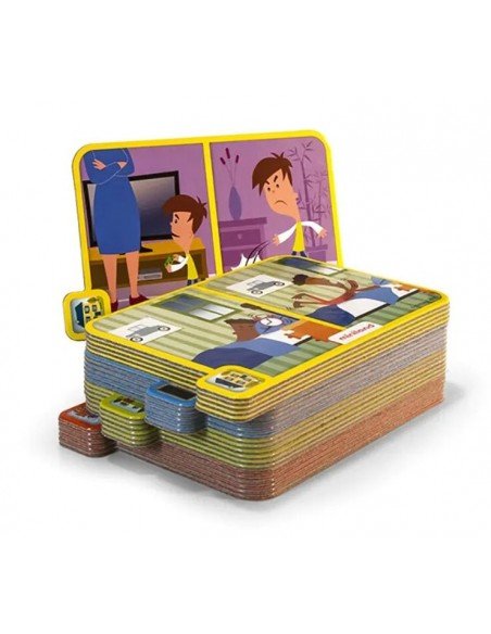Edukacinis rinkinys EMOTIONS DETECTIVE, 24 kortelės, 18 žvaigždučių, 1 rulėtė, 1 padidinantis stiklas, 3-6m.