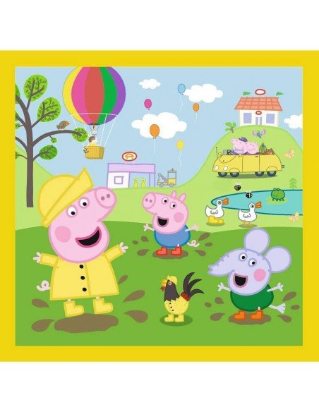 Dėlionė PUZZLE 3 in 1 , 20+36+50 det.,  Pepos linksma diena