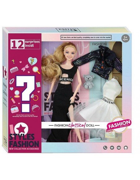 Lėlė 29cm STYLES FASHION, su rūbais