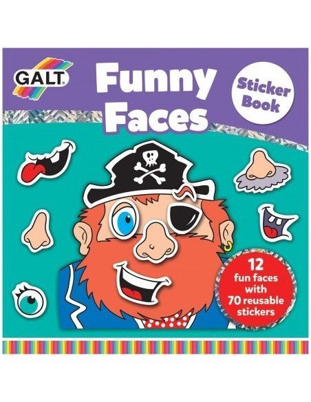 Knygutė FUNNY FACES su daugkartinio naudojimo lipdukais , Galt