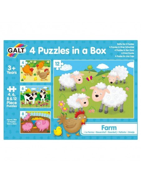 Dėlionė 4 in 1 PUZZLES FARM 4,6,8,12 det., Galt