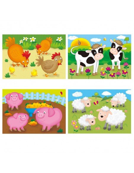 Dėlionė 4 in 1 PUZZLES FARM 4,6,8,12 det., Galt