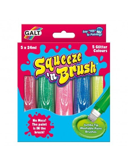 Rinkinys 5 teptukai su dažais SQUEEZE 'n BRUSH GLITTER, Galt