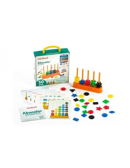 Rinkinys ABACOLOR SHAPES, 50 det.+12 kort. su užduotimis