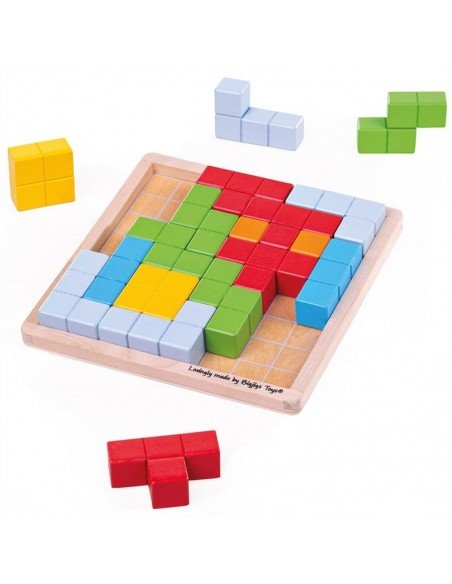 Žaidimas loginis PATTERN BLOCKS, 19det. + 24 kortelės su užduotėlemis 3-8m.+, 18x18cm