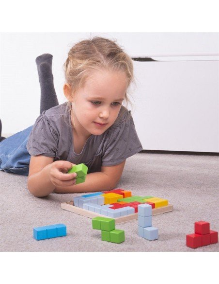 Žaidimas loginis PATTERN BLOCKS, 19det. + 24 kortelės su užduotėlemis 3-8m.+, 18x18cm