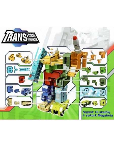 Transformeris Skaičiai - Robotas/mašina