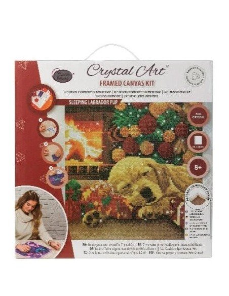 Rinkinys CRYSTAL ART Miegantis labradoras 8m.+ įrėmintas, 30x30cm