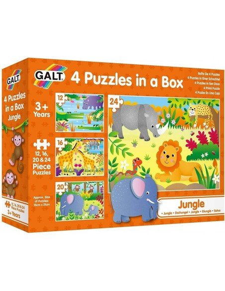 Dėlionė 4 in 1 PUZZLES JUNGLE 12, 16, 20, 24 det., Galt