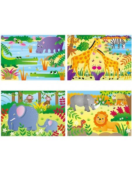 Dėlionė 4 in 1 PUZZLES JUNGLE 12, 16, 20, 24 det., Galt