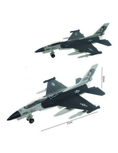 Lėktuvas metalinis F-16, 21 cm, su šviesa ir...