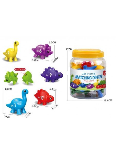 Žaidimas Montessori: Dinozaurai skaičiai 10 vnt., 20 det., 3m.+