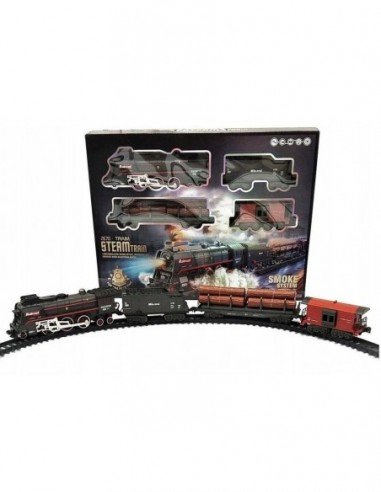 Traukinys su bėgiais STEAM TRAIN su dūmais,...