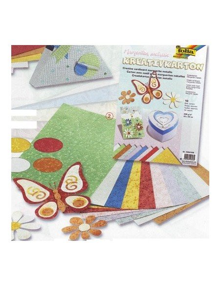 Kūrybinis kartonas 230g/m2, 10lap.MARGUERITE METALLIC
