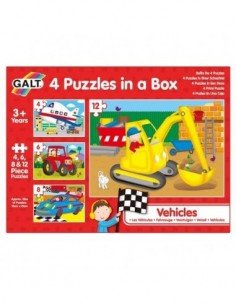 Dėlionė 4 in 1 PUZZLES VEHICLES 4,6,8,12 det., Galt