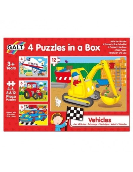 Dėlionė 4 in 1 PUZZLES VEHICLES 4,6,8,12 det., Galt