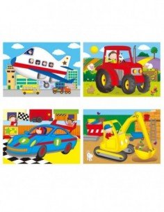 Dėlionė 4 in 1 PUZZLES VEHICLES 4,6,8,12 det., Galt 2