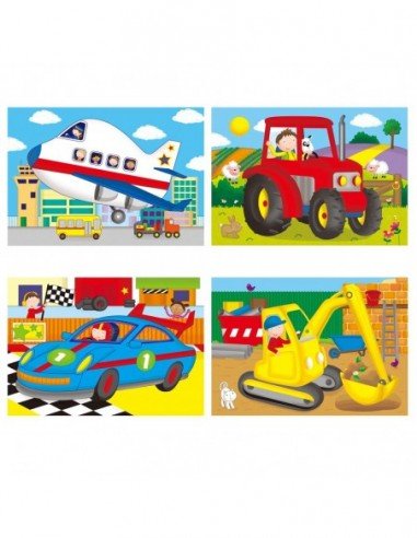 Dėlionė 4 in 1 PUZZLES VEHICLES 4,6,8,12 det.,...