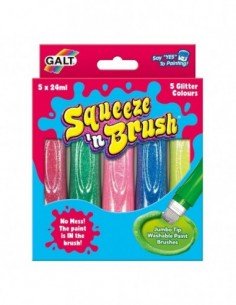 Rinkinys 5 teptukai su dažais SQUEEZE 'n BRUSH GLITTER, Galt