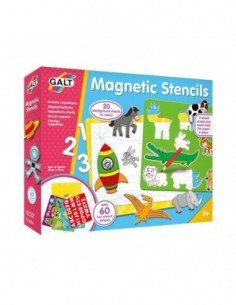 Rinkinys magnetinių trafaretų, 4vnt. + 23 magn. gyvūnų ir...