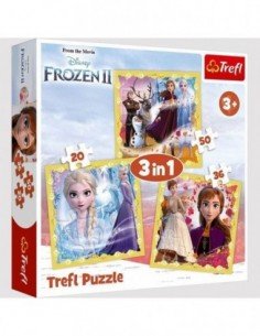 Dėlionė PUZZLE 3 in 1, 20+36+50 det.,  Anos ir Elzės galia
