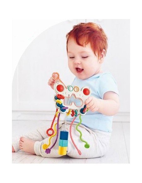 Kramtukas montessori drugelis PULL STRING 5 in 1, 12 mėn.+