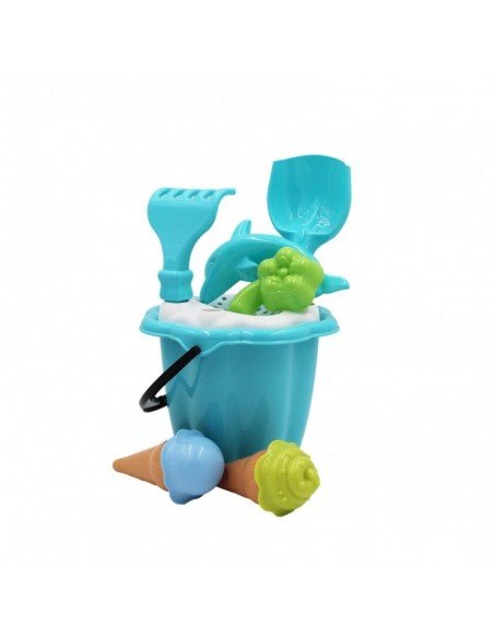 Rinkinys kibirėlis 17cm +kastuvėlis +grėblys + 2 formos + 2 formos-ledai, 30 cm
