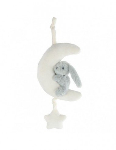 Minkštas muzikinis triušis ant mėnulio, 30cm, 0...