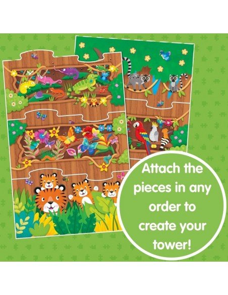 Dėlionė TOWER PUZZLE Jungle Treehouse 12 det., 2m.+, formatas 108x18cm,  Galt