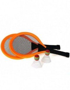 Badmintonas, 2 minkštos rakėtės + 2 did. Skraidukai