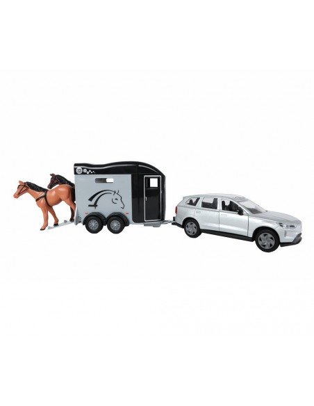 Mašina metalinė VOLVO EX90 su priekaba ir arkliukais, 28cm