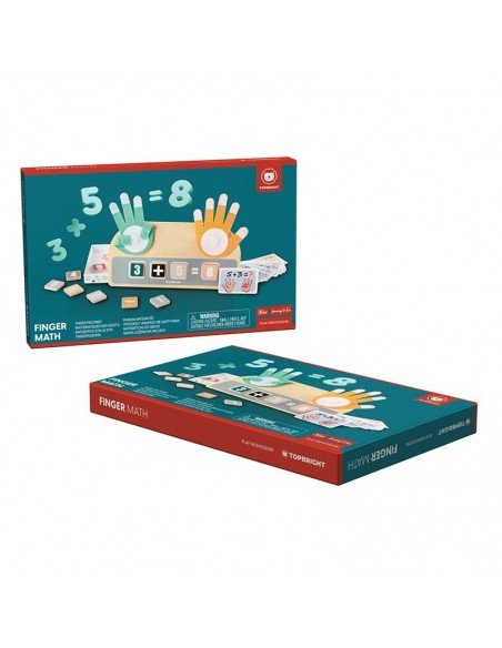 Medinis Montessori žaislas skaičiavimui Finger Math + 20 kortų su užduotimis + 24 skačiai, 30.2x15.2cm